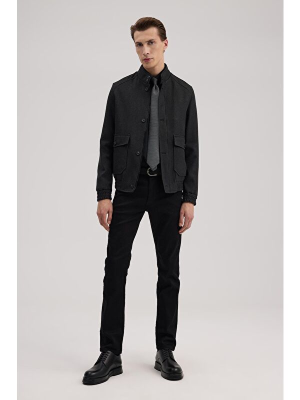 JAKAMEN Antrasit Slim Fit Mono Yaka Cepli Ceket Görünümlü Mont