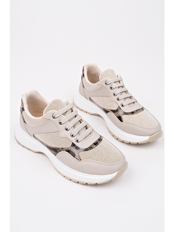 MELODY Kadın Kalın Taban Günlük Desenli Bağcıklı Sneaker Spor Ayakkabı - Görsel 3