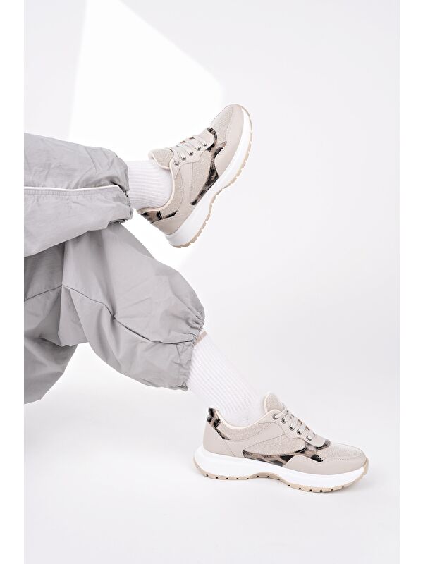 MELODY Kadın Kalın Taban Günlük Desenli Bağcıklı Sneaker Spor Ayakkabı - Görsel 6