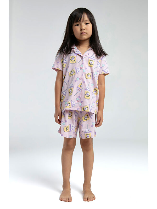 Toontoykids Kız Çocuk Komple Baskılı Şortlu Pijama Takım
