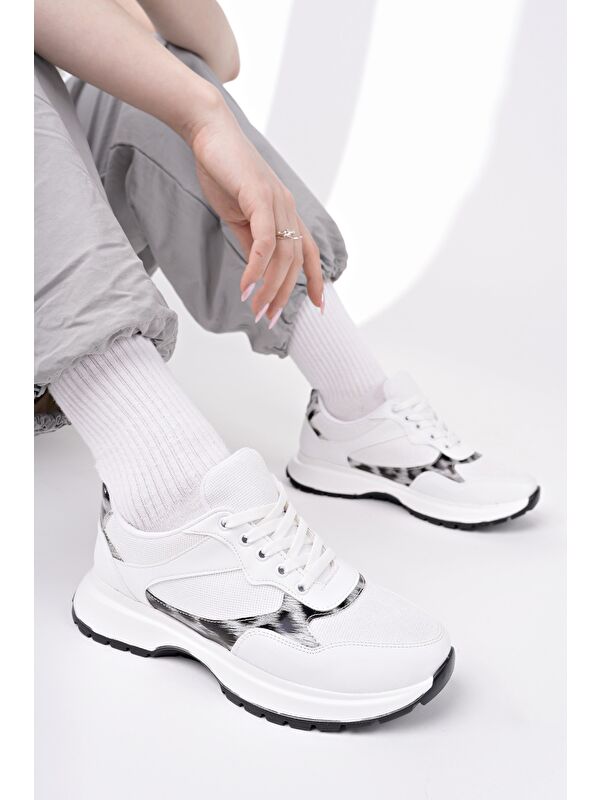 MELODY Kadın Kalın Taban Günlük Desenli Bağcıklı Sneaker Spor Ayakkabı - Görsel 6