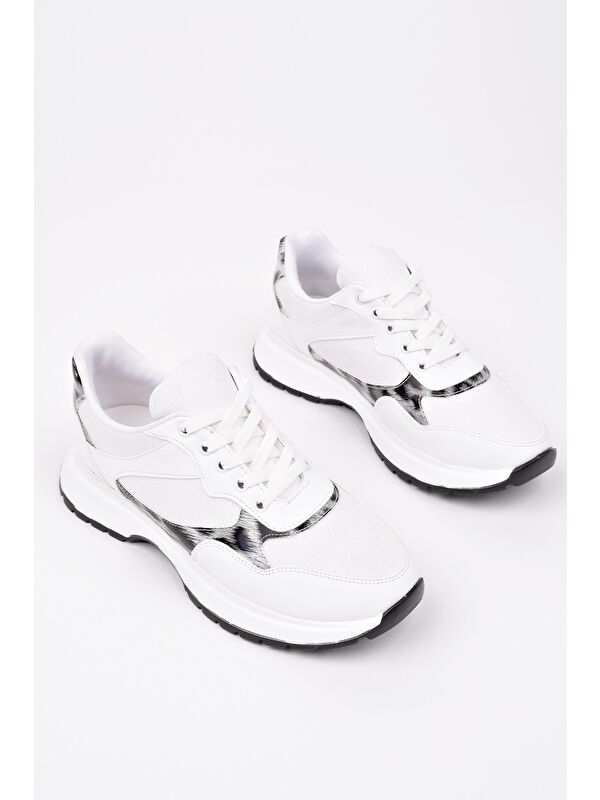 MELODY Kadın Kalın Taban Günlük Desenli Bağcıklı Sneaker Spor Ayakkabı - Görsel 8