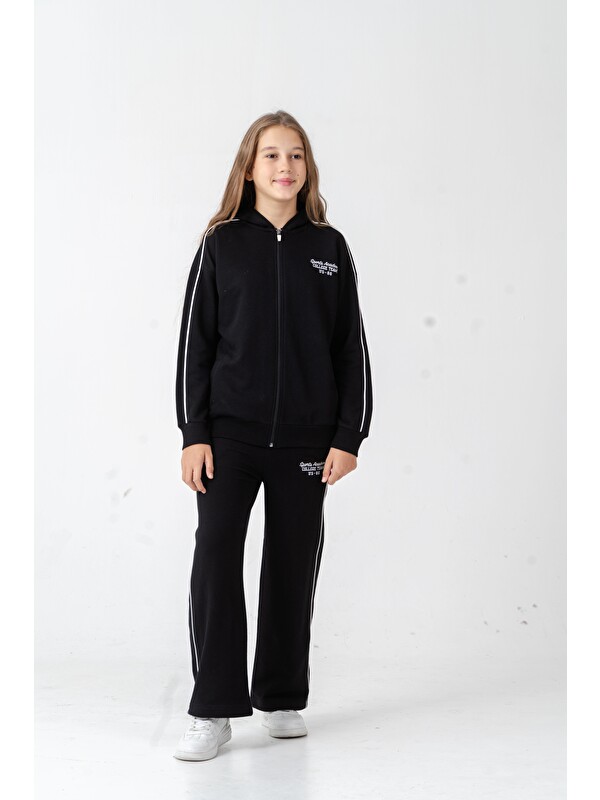Mışıl Kids Sports Academy College Team Us-86 Nakışlı Kapüşonlu Ön Fermuarlı Kız Çocuk Alt Üst Eşofman Takımı