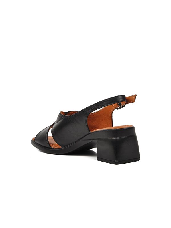 Siyah Hakiki Deri Kadın Topuklu Sandalet 2311510Y - Görsel 5