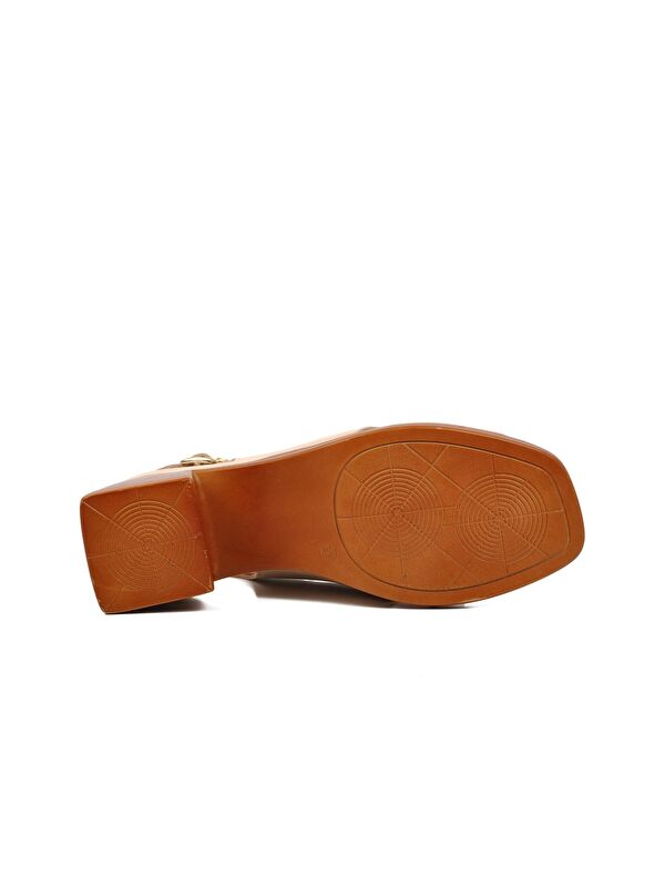 Bej Hakiki Deri Kadın Topuklu Sandalet 2311510Y - Görsel 6