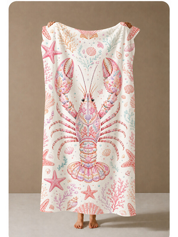 Milbay Grup Pembe Deniz Motifli Desenli 70x150 Plaj Havlusu