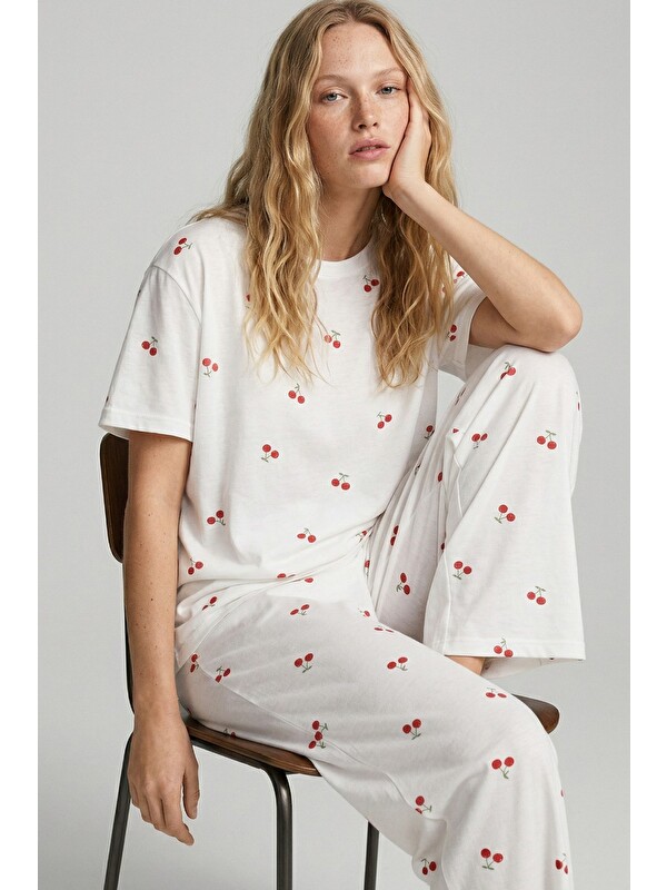 Siyah İnci İnce Soft Örme Mevsimlik Pijama Takımı 8003
