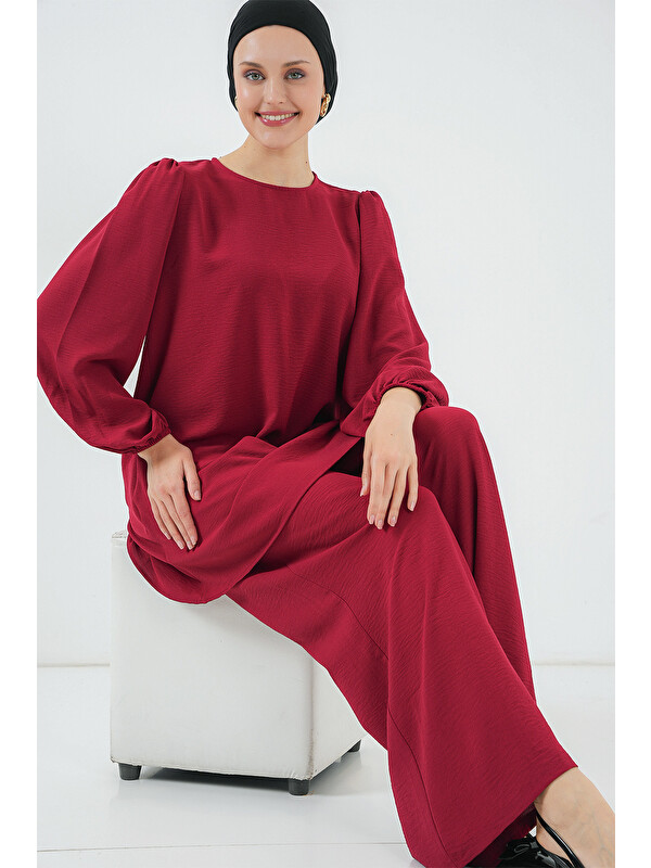 Bigdart Ayrobin Tunik Pantolon Alt Üst Takım 6712 - Bordo