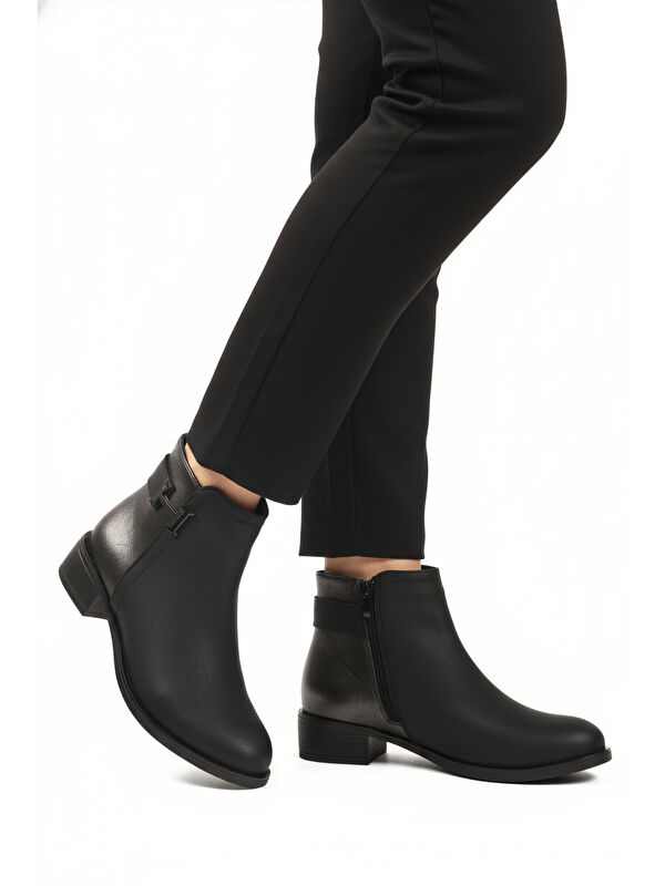 Siyah Zümrüt Fermuarlı Kürklü Kaymaz Kadın Bot 547820 Z - Görsel 2