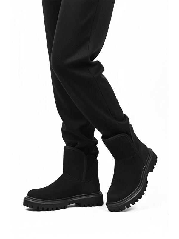 Siyah Süet İçi Kürklü Soğuğa Dirençli Kaymaz Kadın Bot 548038 Z - Görsel 2