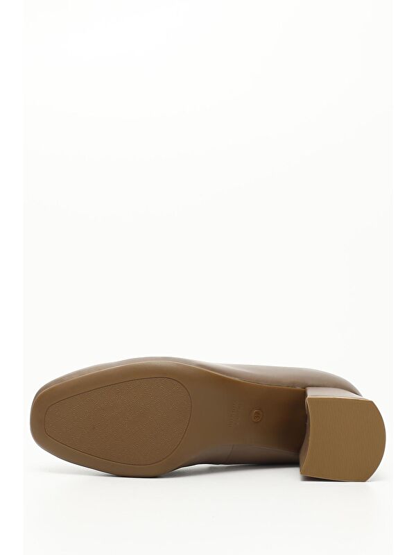 VİZON Hakiki Deri Küt Burun Orta Kalın Topuklu Kadın Ayakkabı 24225 - Görsel 5