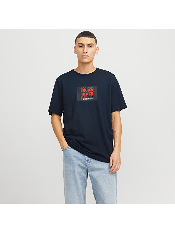 Jack & Jones Hudson Crew Neck Erkek Lacivert Yuvarlak Yaka Spor Tişört