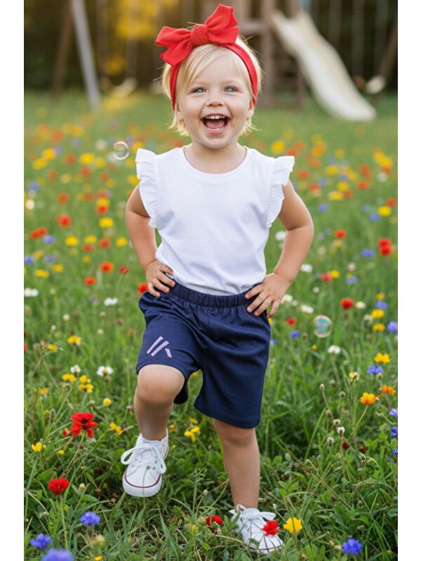 Parla Kids Kız Çocuk Jean Şort ve Bandana Takım