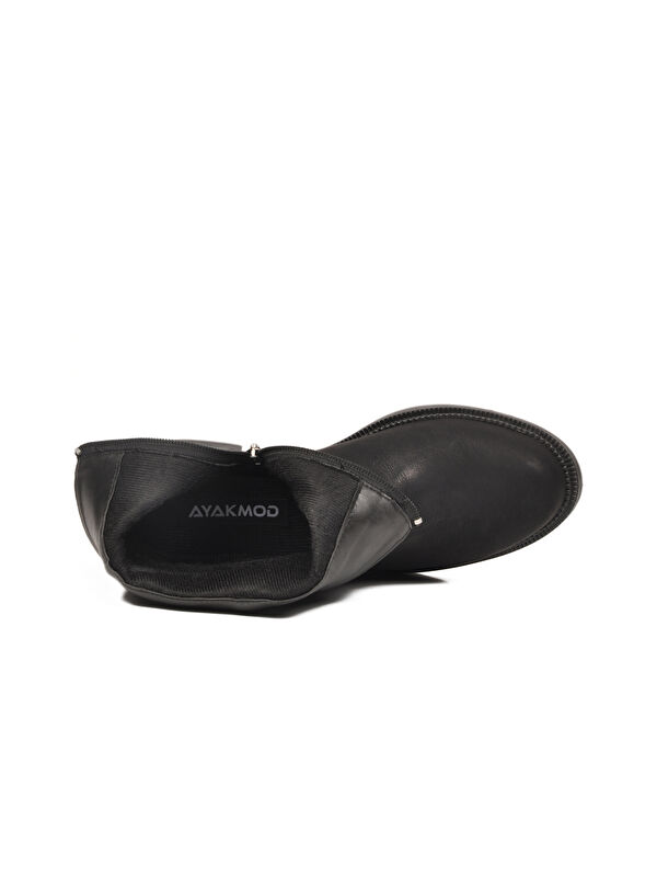 Siyah Zümrüt İçi Kürklü Fermuarlı Kaymaz Kadın Bot 636182 Z - Görsel 5