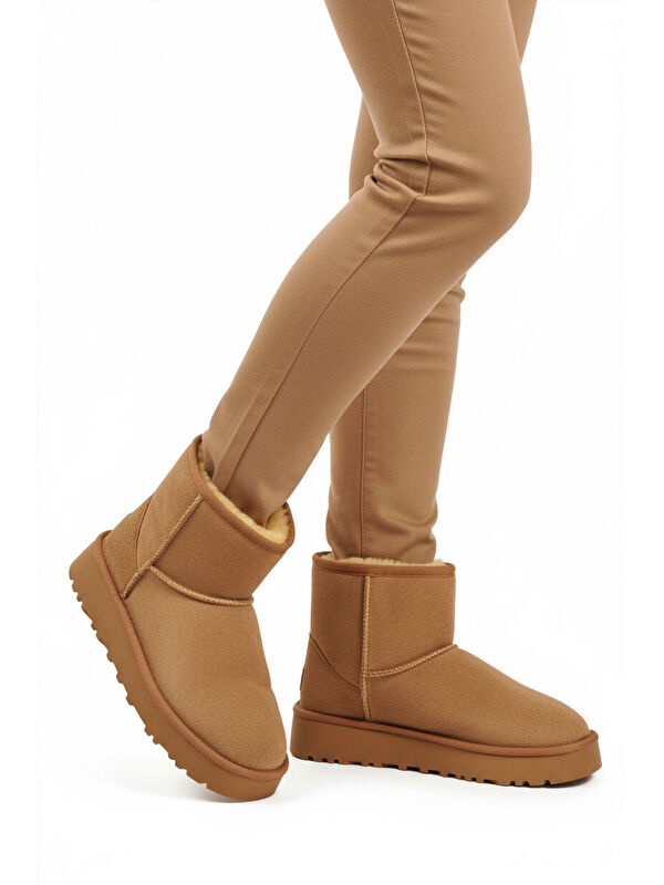 Vizon Süet İçi Kürklü Soğuğa Dirençli Kaymaz Kadın Bot 696081 Z - Görsel 2