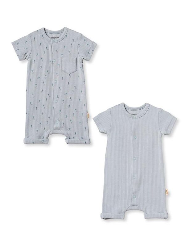 BabyCosy Organic  Bebek Şort Kollu Tulum, %100 Organik Pamuk, Bebek ve Yenidoğan Serisi - CSYM31115