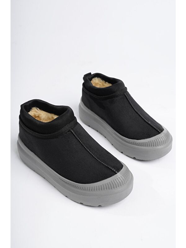 LUUQ Kadın Kalın Taban Içi Tüylü Günlük Mini Yarım Bot - Görsel 4