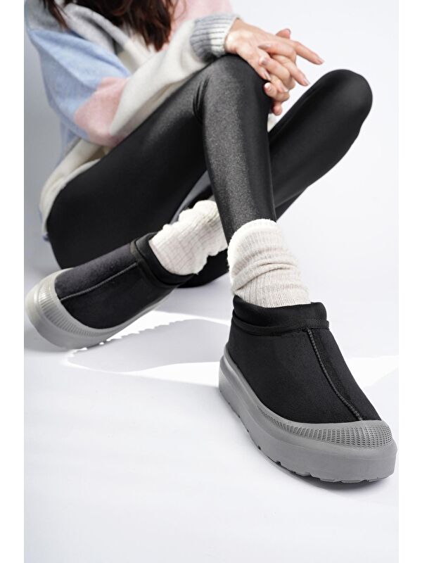 LUUQ Kadın Kalın Taban Içi Tüylü Günlük Mini Yarım Bot - Görsel 6