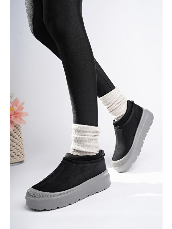 LUUQ Kadın Kalın Taban Içi Tüylü Günlük Mini Yarım Bot - Görsel 8