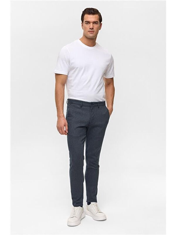 Süvari Lacivert Slim Armürlü Pantolon