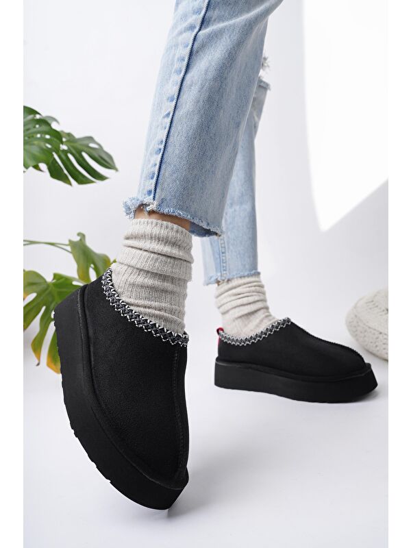 LİNG Kalın Taban Içi Tüylü Yuvarlak Burunlu Kadın Terlik - Görsel 7