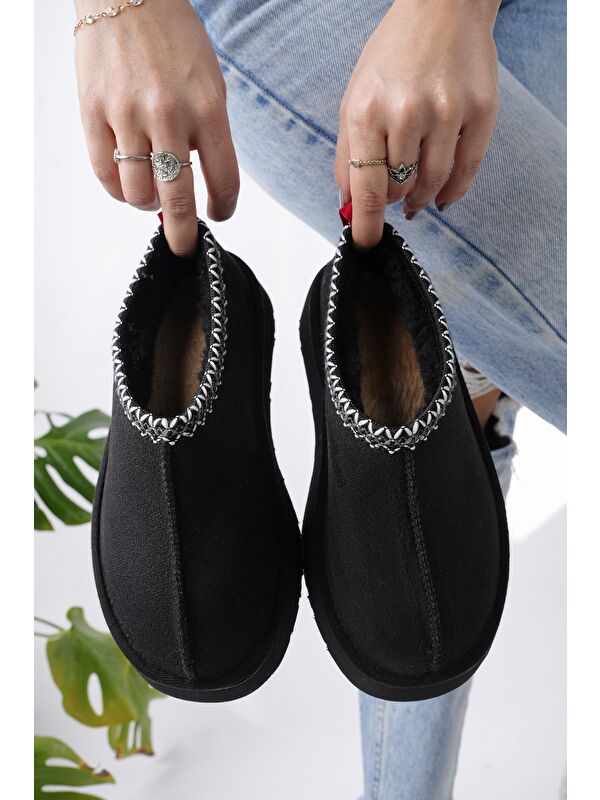 LİNG Kalın Taban Içi Tüylü Yuvarlak Burunlu Kadın Terlik - Görsel 8