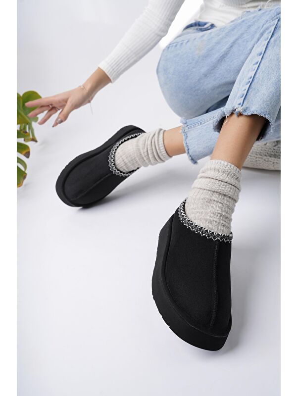 LİNG Kalın Taban Içi Tüylü Yuvarlak Burunlu Kadın Terlik - Görsel 9