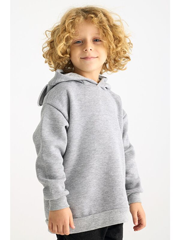 Zepkids Kapüşonlu Uzun Kol Gri Renk Kız Çocuk Sweatshirt