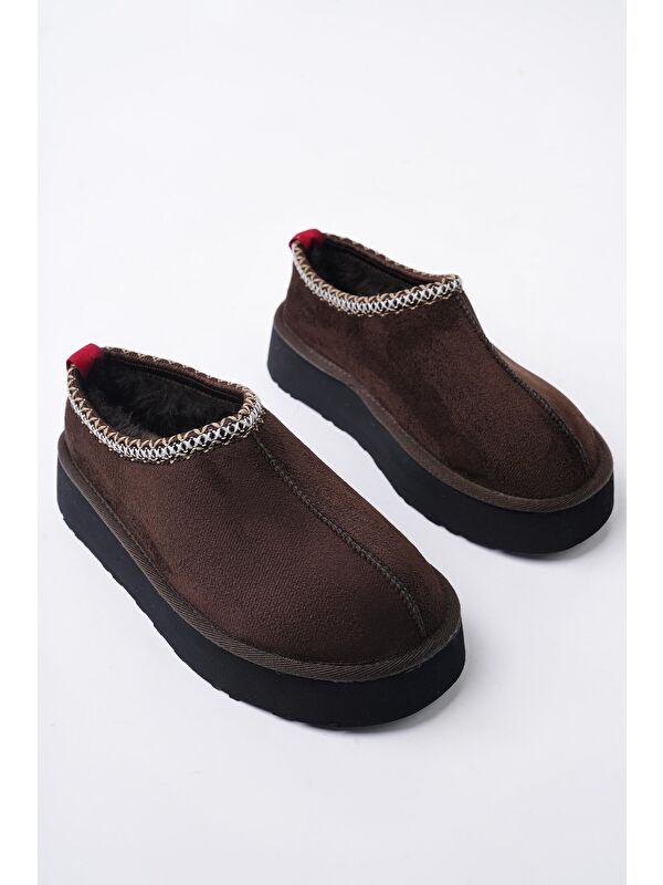 LİNG Kalın Taban Içi Tüylü Yuvarlak Burunlu Kadın Terlik - Görsel 4