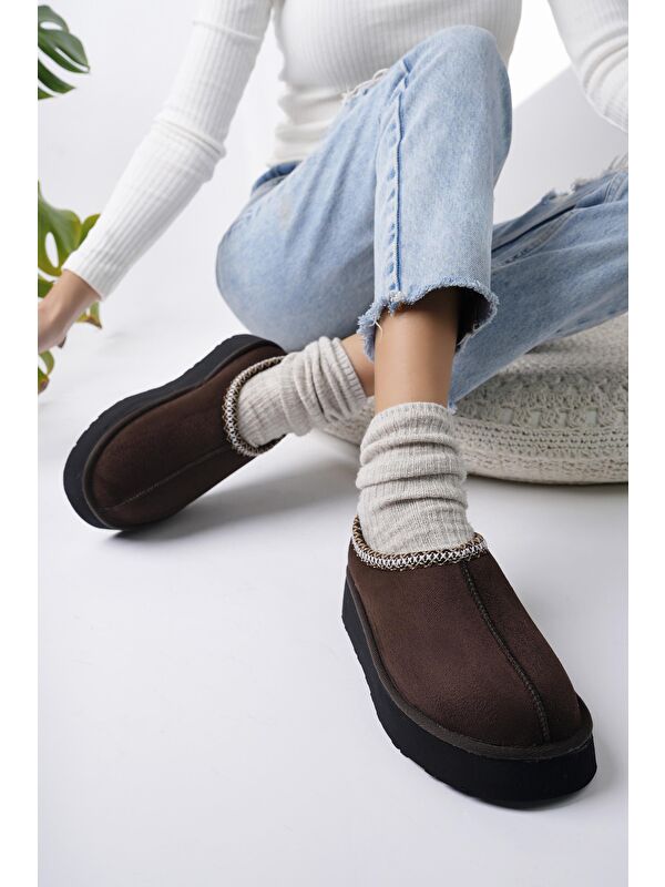 LİNG Kalın Taban Içi Tüylü Yuvarlak Burunlu Kadın Terlik - Görsel 7