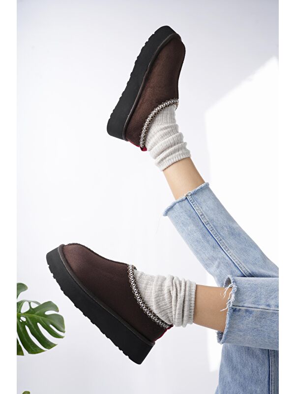 LİNG Kalın Taban Içi Tüylü Yuvarlak Burunlu Kadın Terlik - Görsel 8