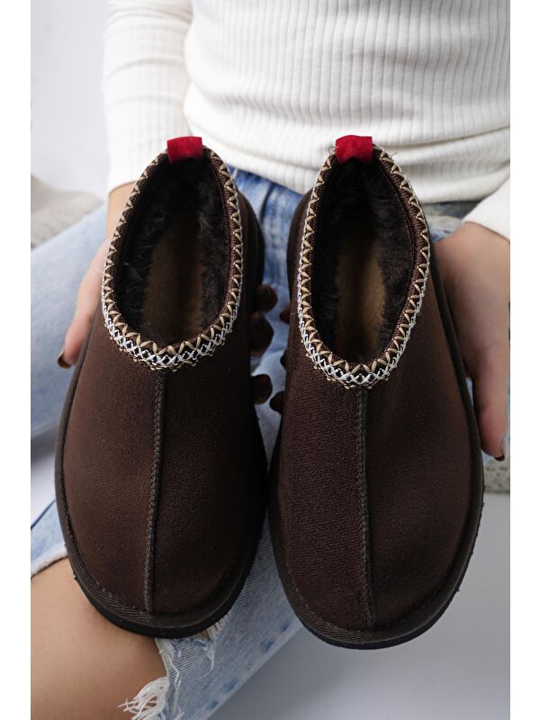 LİNG Kalın Taban Içi Tüylü Yuvarlak Burunlu Kadın Terlik - Görsel 9