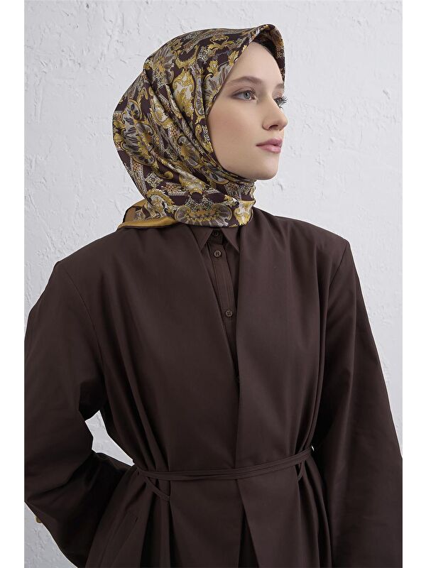 ARMİNE Etnik Desen Saf İpek Twill Eşarp 9416D 32