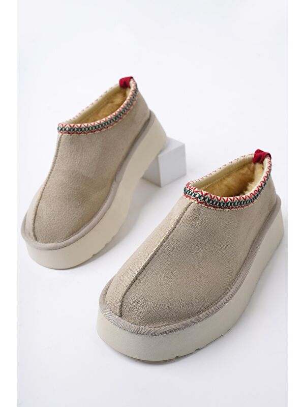 LİNG Kalın Taban Içi Tüylü Yuvarlak Burunlu Kadın Terlik - Görsel 3