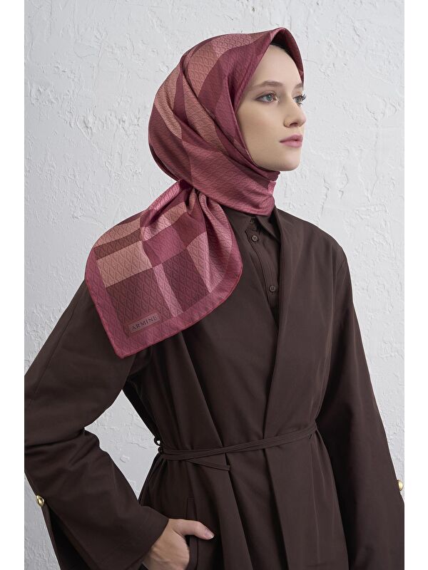 ARMİNE Monogram Desenli Saf İpek Twill Eşarp 9429D 07