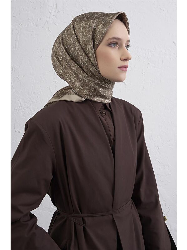 ARMİNE Soyut Desenli Saf İpek Twill Eşarp 9405D 57