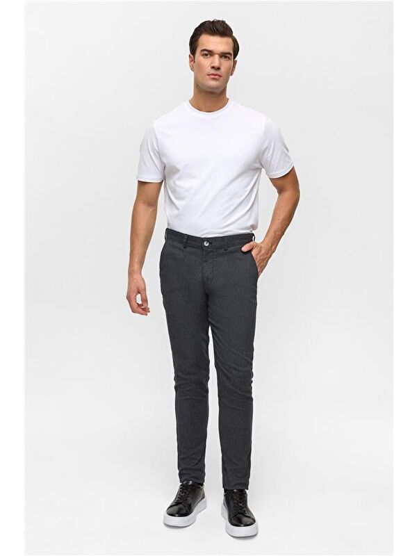 Süvari Siyah Slim Armürlü Pantolon