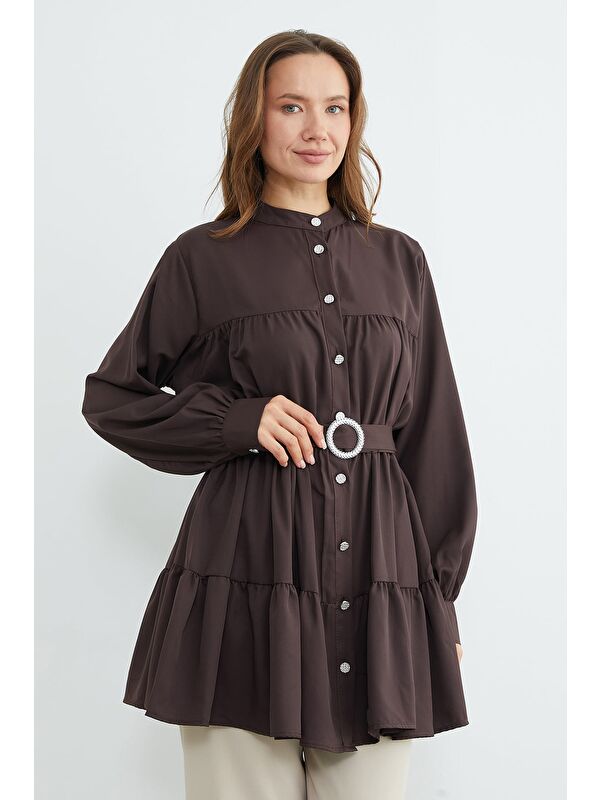 Fullamoda Fullamodest Beli Kemerli Taşlı Tunik