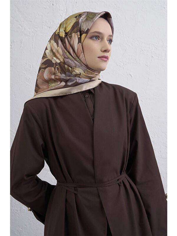 ARMİNE Çiçek Desenli Saf İpek Twill Eşarp 9403D 36