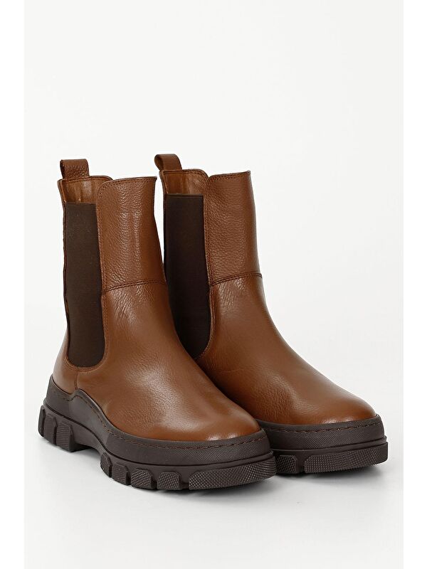 TABA Hakiki Deri Yuvarlak Burun Kadın Günlük Chelsea Bot 52411 - Görsel 3