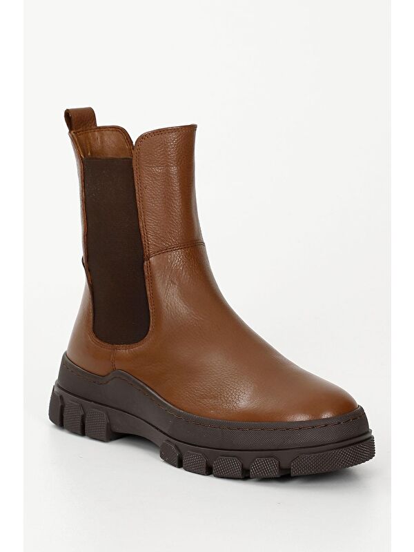 TABA Hakiki Deri Yuvarlak Burun Kadın Günlük Chelsea Bot 52411 - Görsel 6