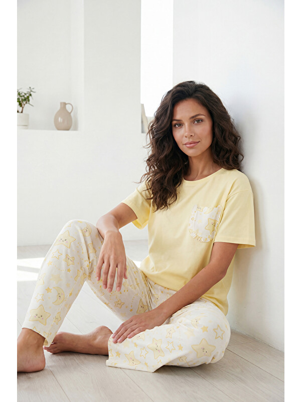 Lela Pamuklu Regular Fit Bisiklet Yaka Cep Detaylı Pijama Takımı 6091325