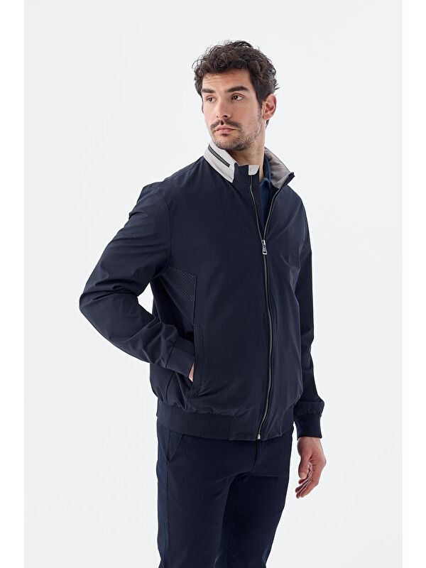 JAKAMEN Lacivert Comfort Fit Kapüşonlu Rahat Mevsimlik Spor Mont