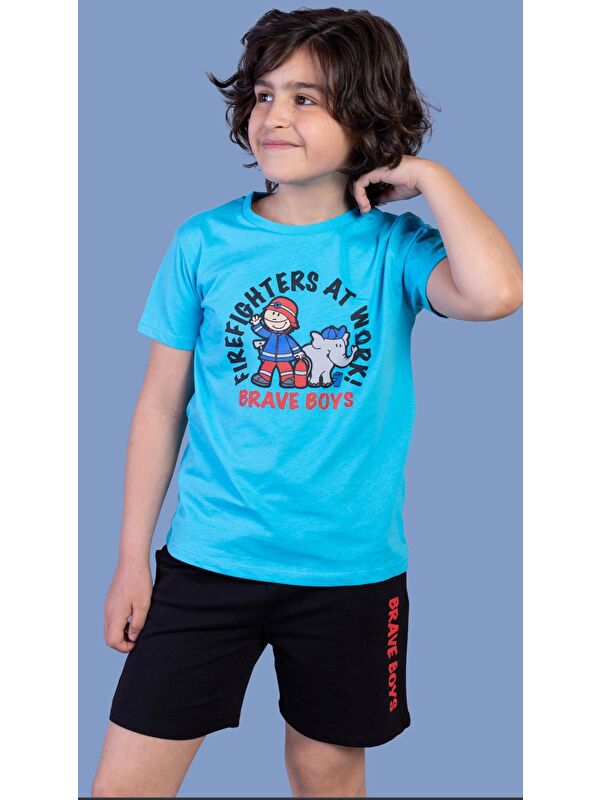 Toontoykids Erkek Çocuk İtfaiye Adam Baskılı Şortlu Takım