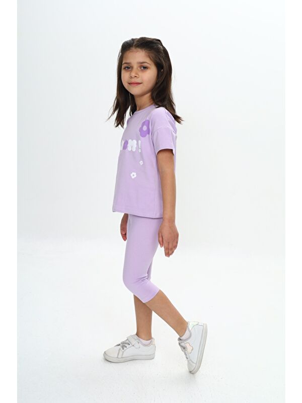 Toontoykids Kız Çocuk Bloom Yazı Çiçek Baskılı Kaprili Takım