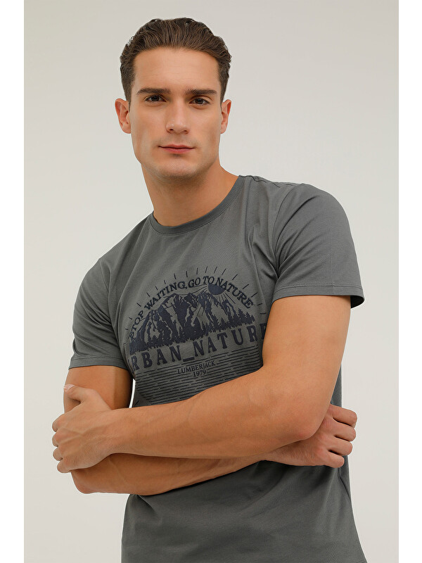 Lumberjack M-CG562 FOREST T-SHIRT 2P Antrasit Erkek Kısa Kol T-Shirt