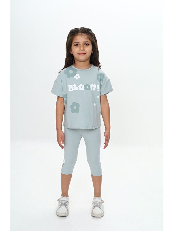 Toontoykids Kız Çocuk Bloom Yazı Çiçek Baskılı Kaprili Takım