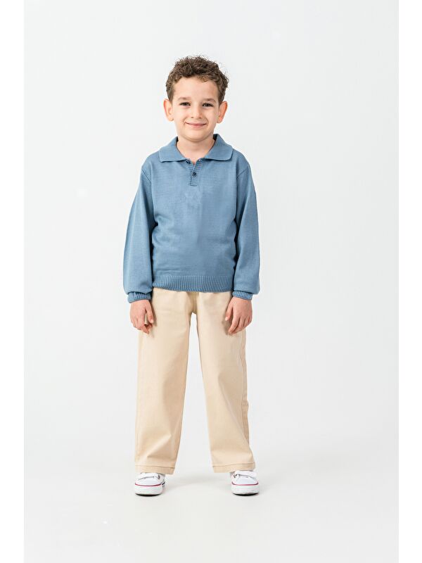 Mr Tuffy Erkek Çocuk Triko Polo Yaka Kazak Gabardin Pantalon Alt-Üst Takım