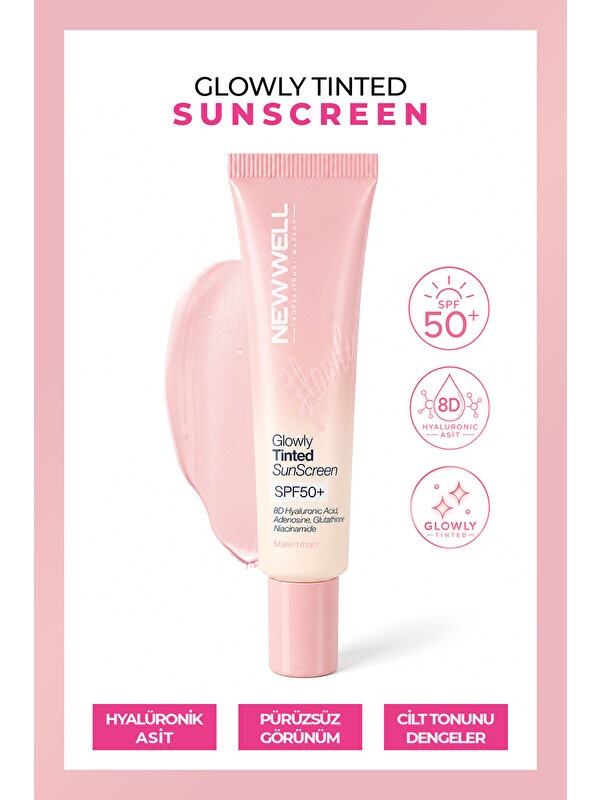New Well Glowly Tinted Mineral Sunscreen SPF50+ | Renkli Mineral Filtreli Güneş Koruyucu Krem 35 ML