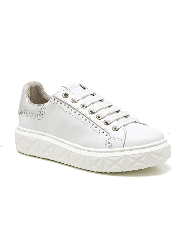 John May Kadın Sneaker ( Günlük) MAR-25Y-209-8888 Beyaz-Metalik Gümüş